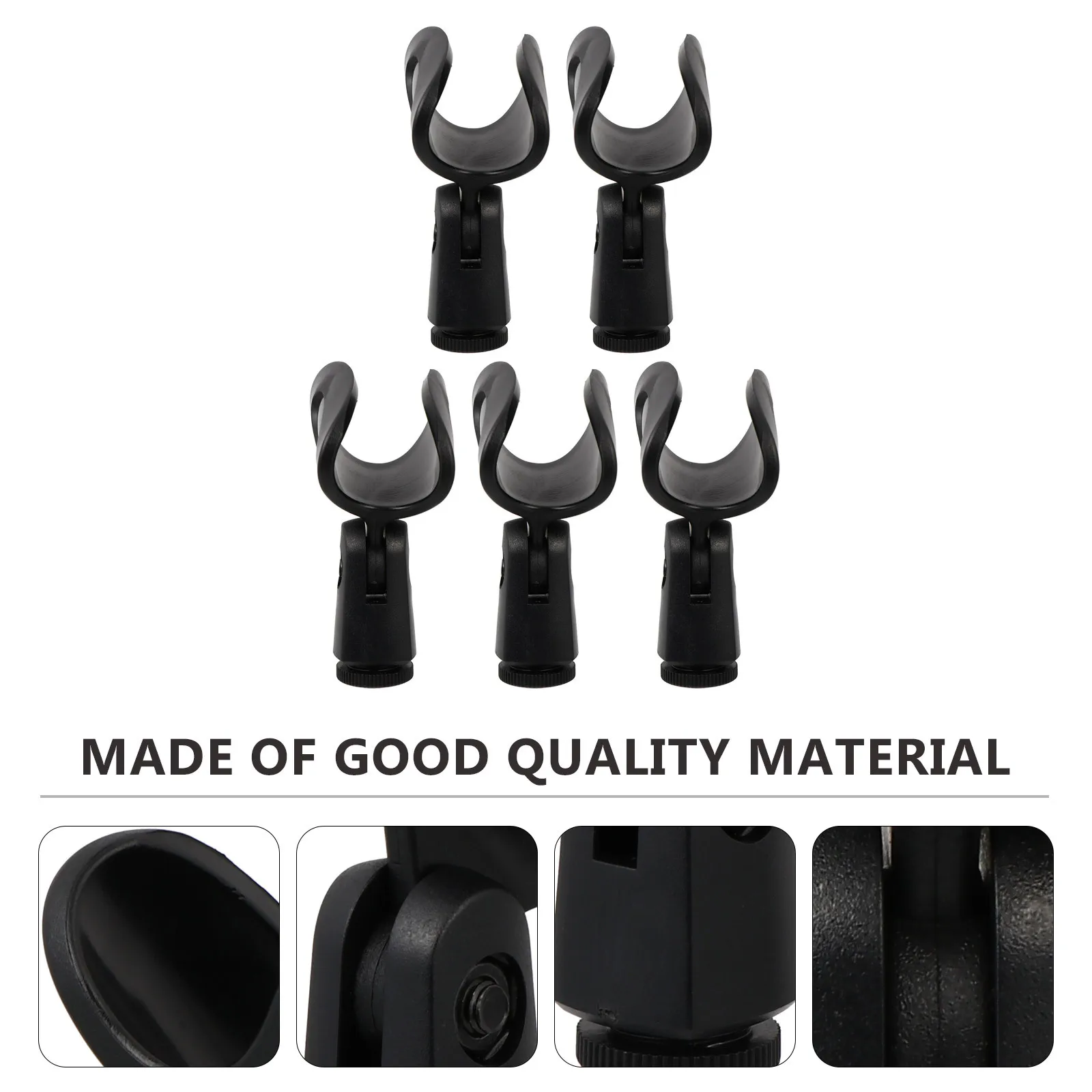 

5 pcs Microphone Clips Black Universal Adjustable Plastic Mic Clips For Dynamic Vocal Wireless Microphone Holder Support