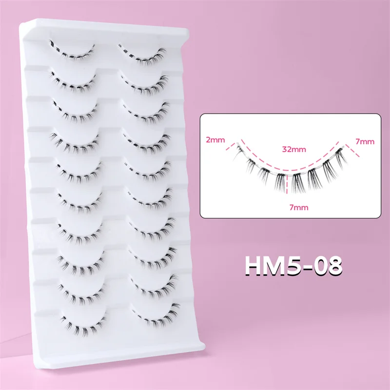 10 Paar untere Wimpern, Packung unter den Wimpern, weiche untere Wimpern, 100 % handgefertigt, transparentes Band, Manga-Unterwimpern, Make-up-Tools – Detail 14