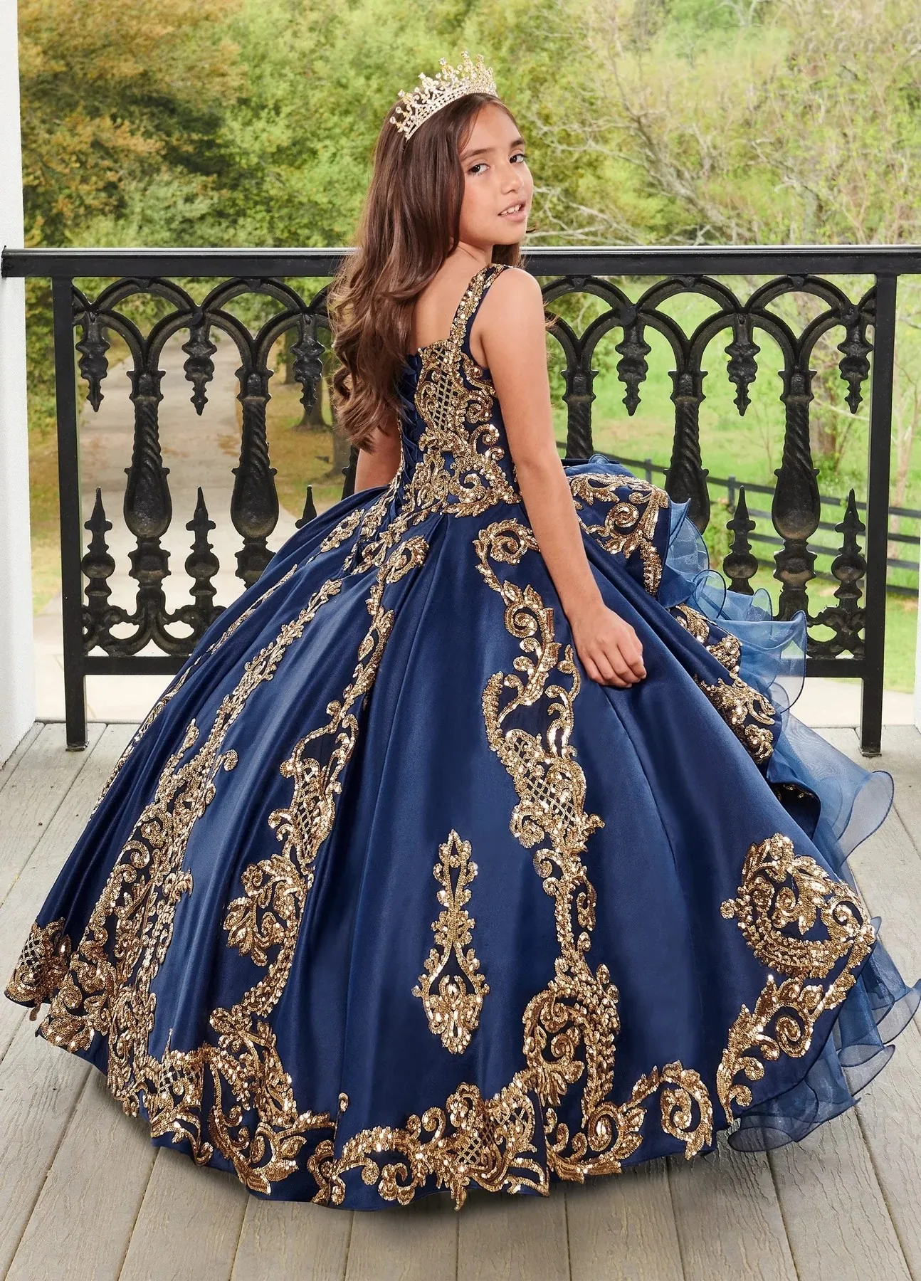 Blue Mini Quinceanera Dresses Ball Gown Organza Ruffled Appliques Flower Girl Dresses For Weddings Pageant Dresses Kids Baby