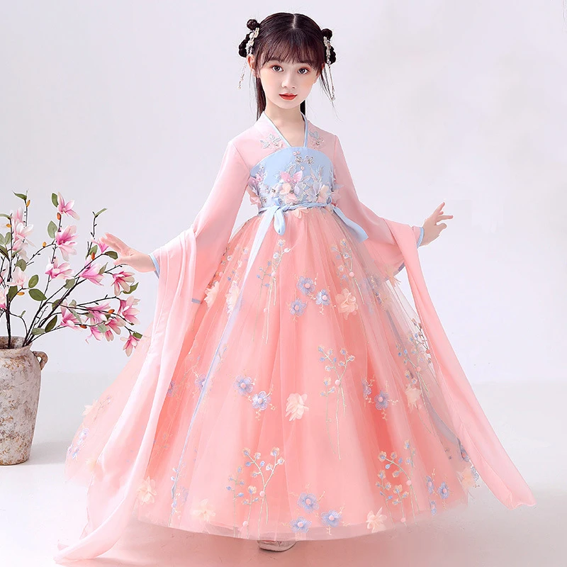 Chinese Traditional Clothes Hanfu Dress Skirts For Girls Tang Dynasty Ancient Costume Kids Halloween Party Performance Han Fu