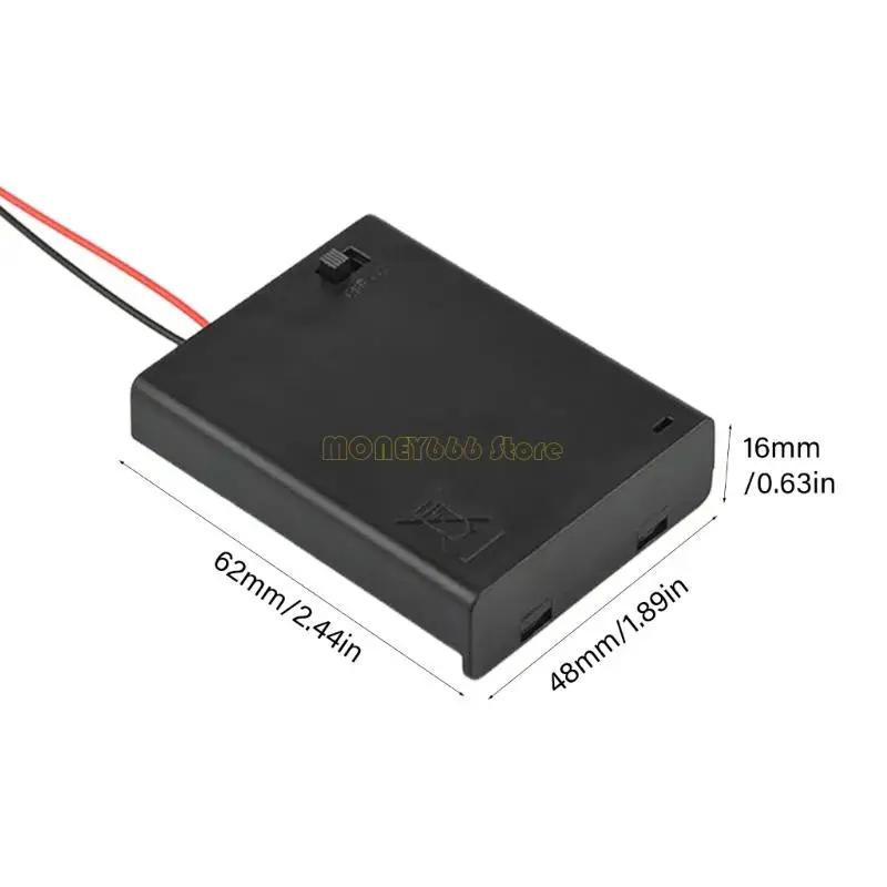 F62C スプリング式 4 3A バッテリーコンテナ直列接続設計、カラー電源ケーブル付属