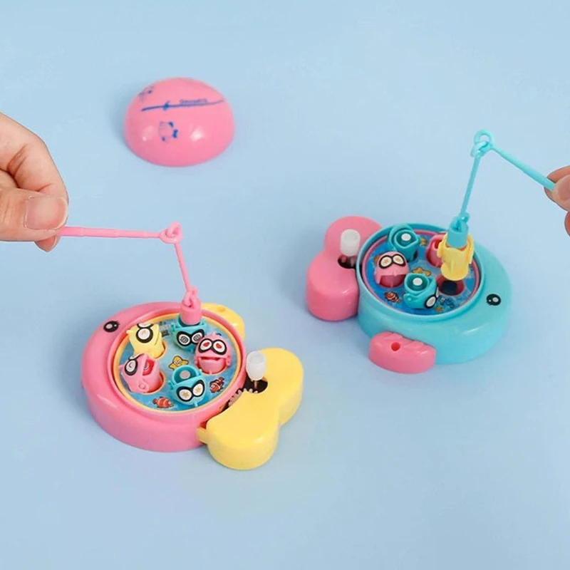 New Kids Fishing Toys Magnetic Rotating Fishing Play Game Fish Plate Set Mini Machine Windup Chain Toys for Children Gifts