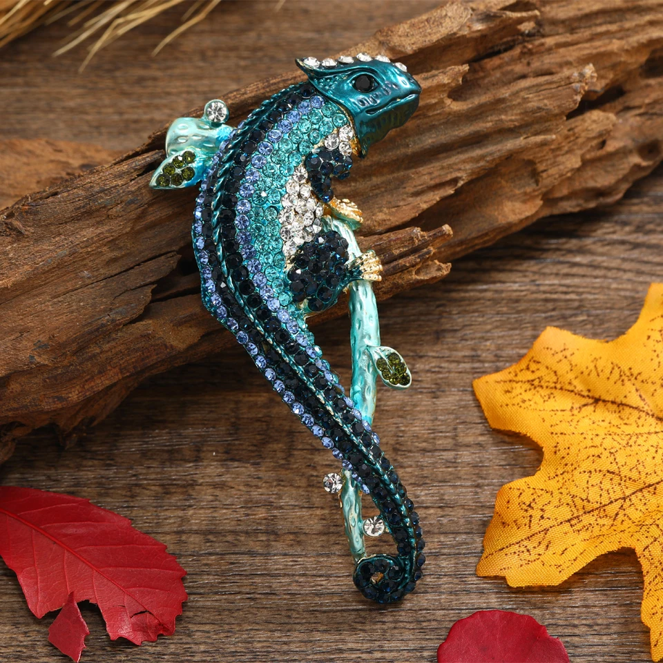 Muylinda Rhinestone Chameleon Brooch Pin Women Lizard Brooches Big Spring Summer Animal 2022 Fashion Jewelry Gift