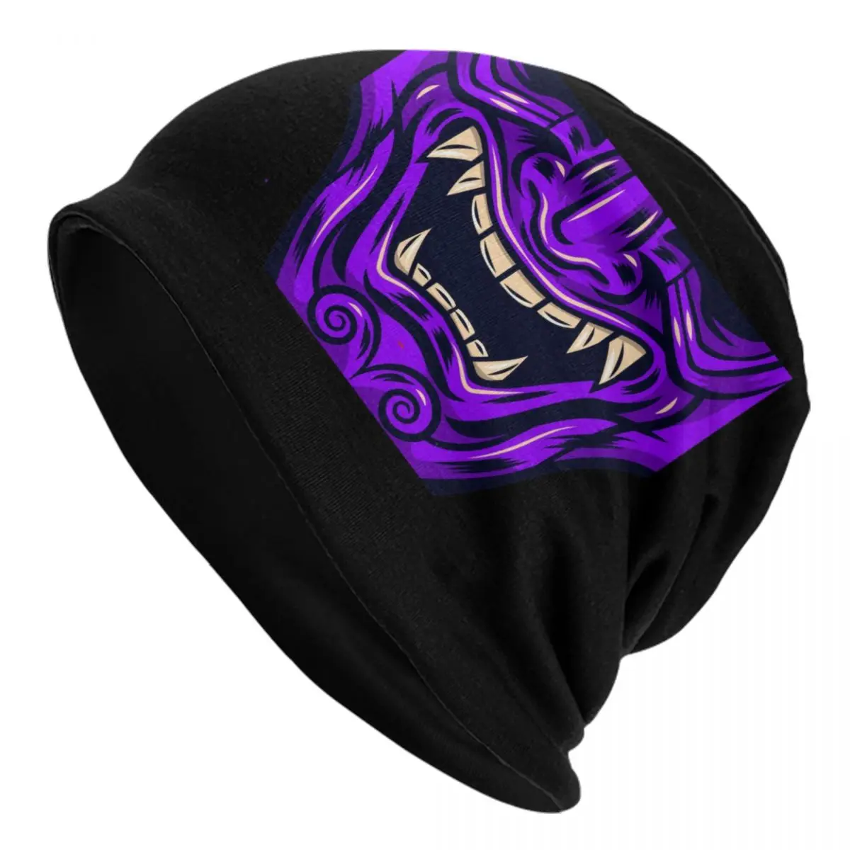 

Custom Royal Purple Samurai Warrior Oni Men Women Streetwear Winter Warm Hat Adult Japanese Demon Devil Ninja Bonnet Hats