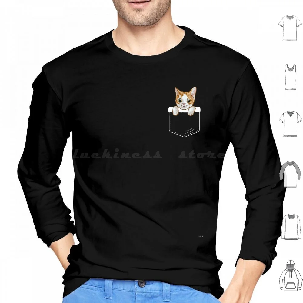 Hang In There Baby Cat On The Ocket Hoodies Long Sleeve Cat Pocket Kitten Kitty Cute Animal Funny Cats Adorable Meow