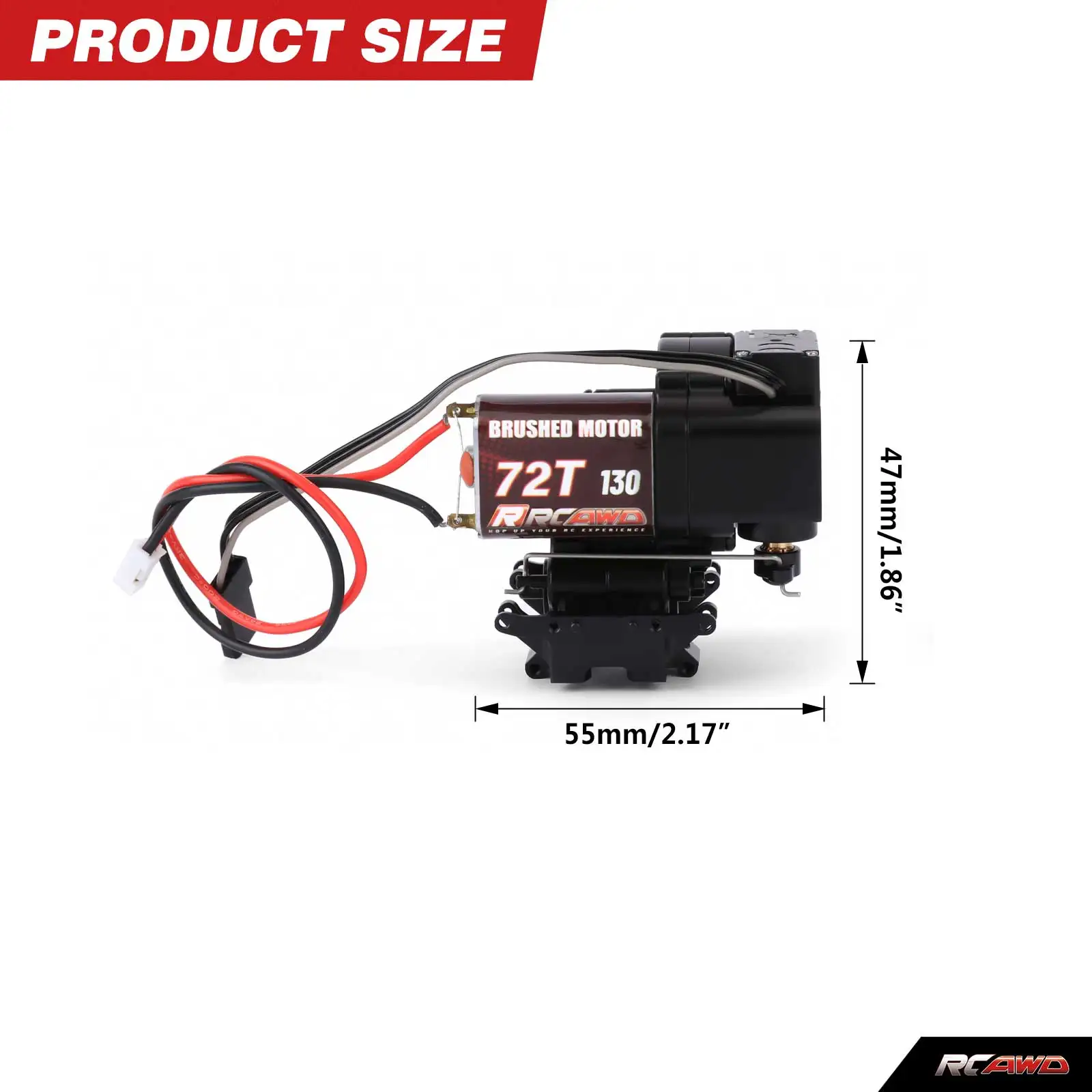 RCAWD Alloy 2 Speeds 72T 130 Motor Assembly Transmission Gearbox Case for AXIAL 1/24 SCX24 Rock Crawlers Upgrades Parts