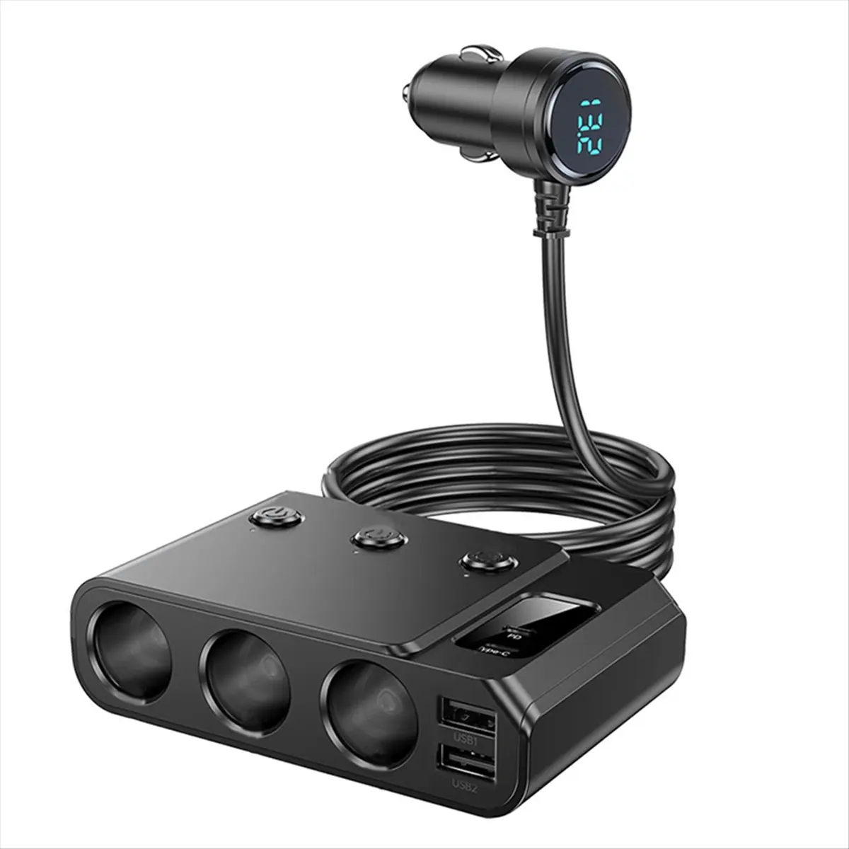 Special Offer-1in7 Car Lighter Multi-Function USB3.0 and PD Interface 12-24V High Performance Car Multi-Device Charger