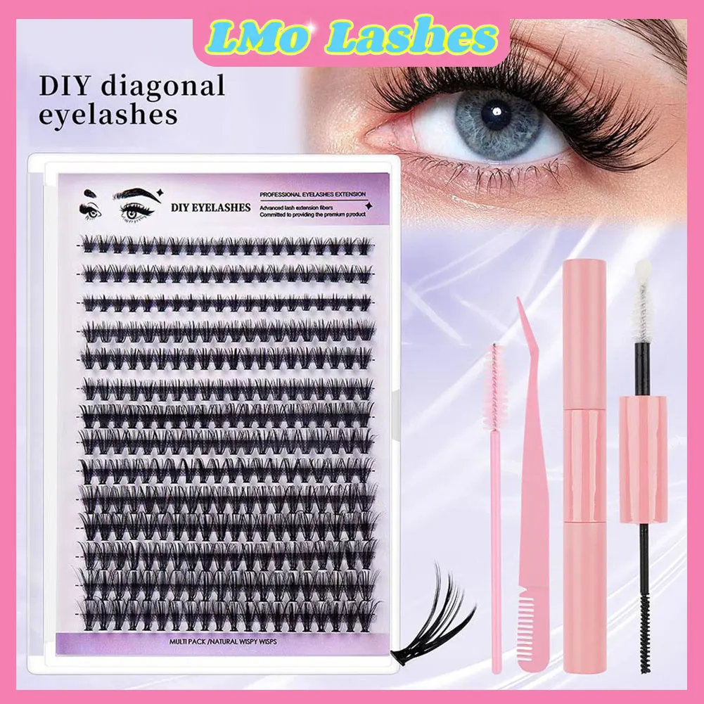 280 SZT. Kępki Cienkie Łodygi Zestaw do Samodzielnego Przedłużania Rzęs Gruby, Podkręcający Szczoteczka do Maskary Klej do Rzęs i Preparat do Zabezpieczania i Mocowania Rzęs oraz