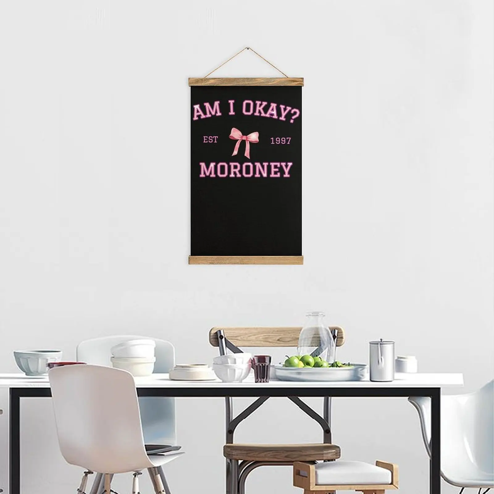 أعلى جودة AM I OKAY MORONEY الكتان معلقة اللوحة صورة معلقة مكتب مضحك     جدارية نمط شنق الصور