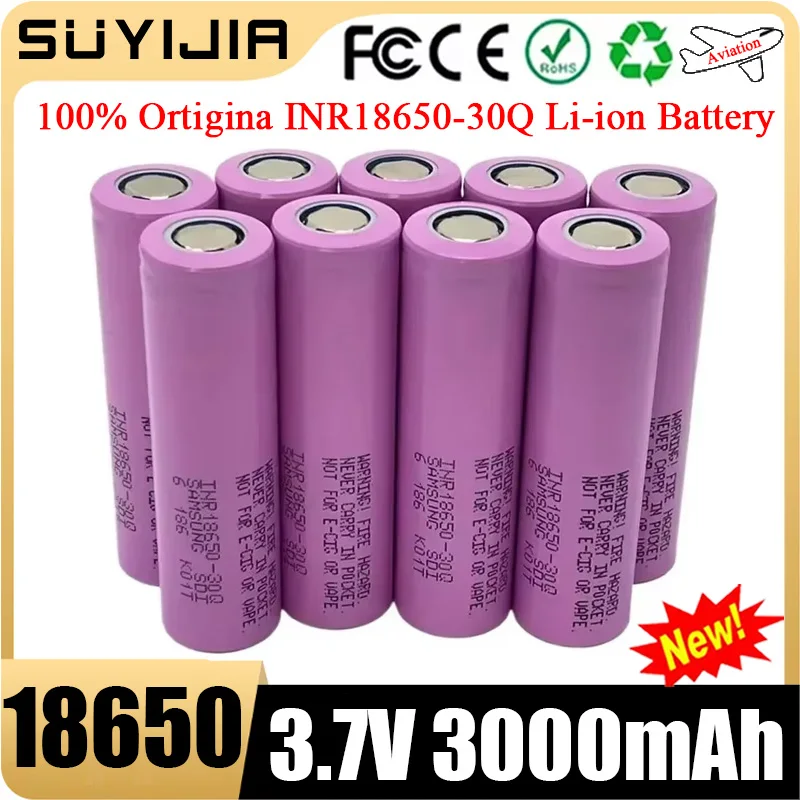 3.7V 3000mah INR18650-30Q 20A Rechargeable Lithium Ion Battery Replacement External Battery for Screwdriver 18650 Battery