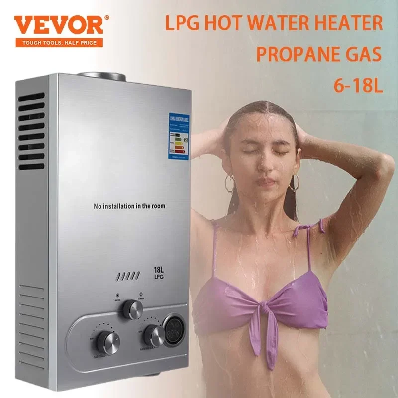 VEVOR LPG Gas Hot Water Heater 6L/8L/10L/12L/16L/18L  Boiler Home Appliance Water Heater With Shower Kit  For Home or Camping