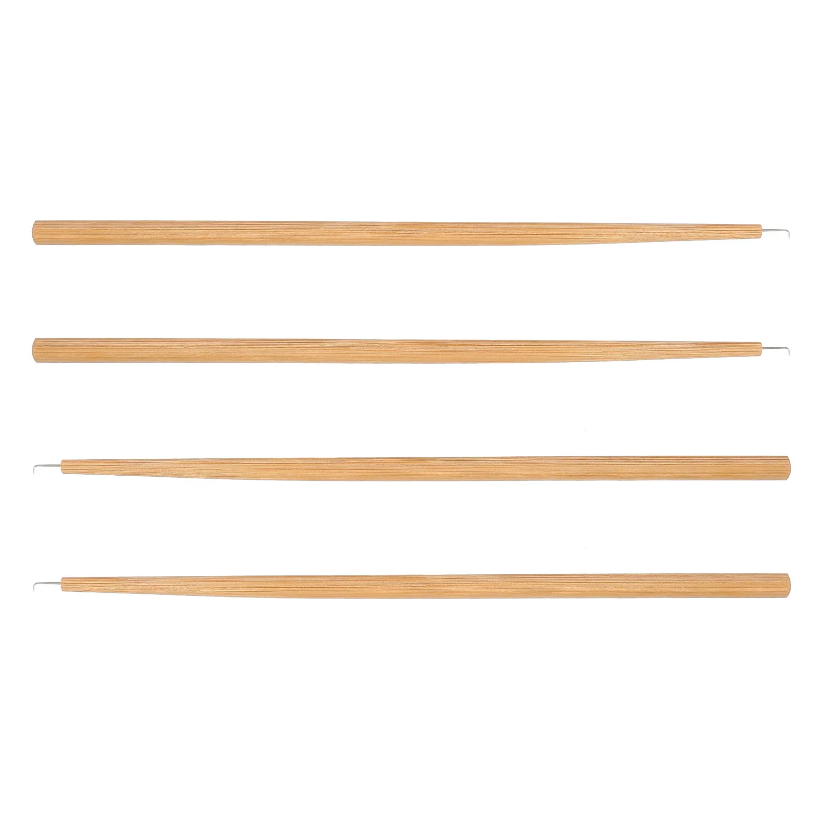 

4 Pcs Crochet Wooden Handle Hook Hair Braiding Tools Stainless Steel Extension Needles for