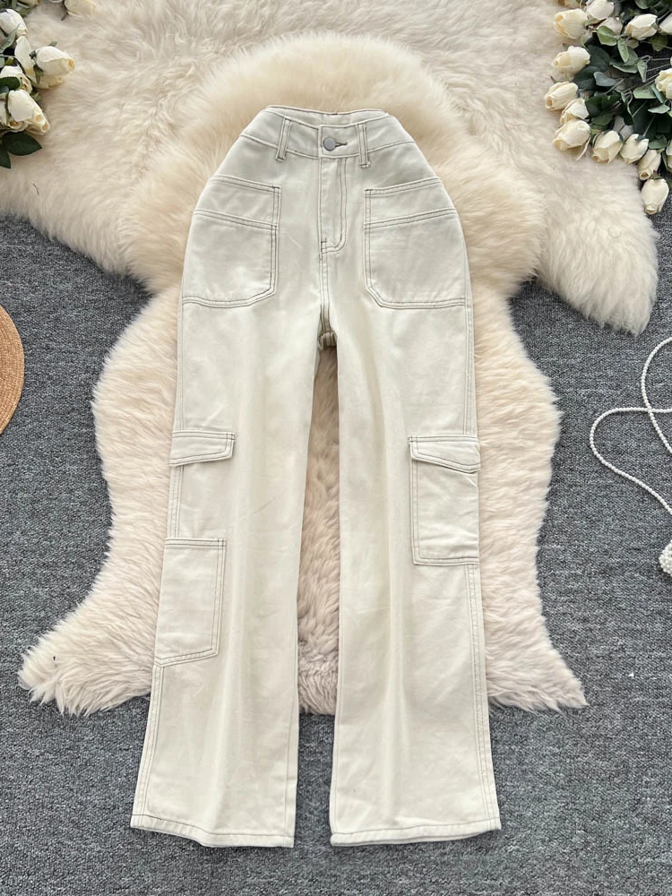 

Крутые пряные утягивающие женские джинсы с высокой талией, повседневные всесезонные модные длинные брюки на молнии для молодых женщин