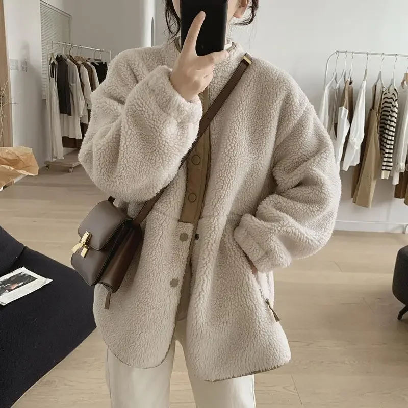 Winter Clothes Women Jackets for Women Lambwool Coat Korean Fashion New In Loose OverSize Thick Parkas Long Sleeve Top Coats