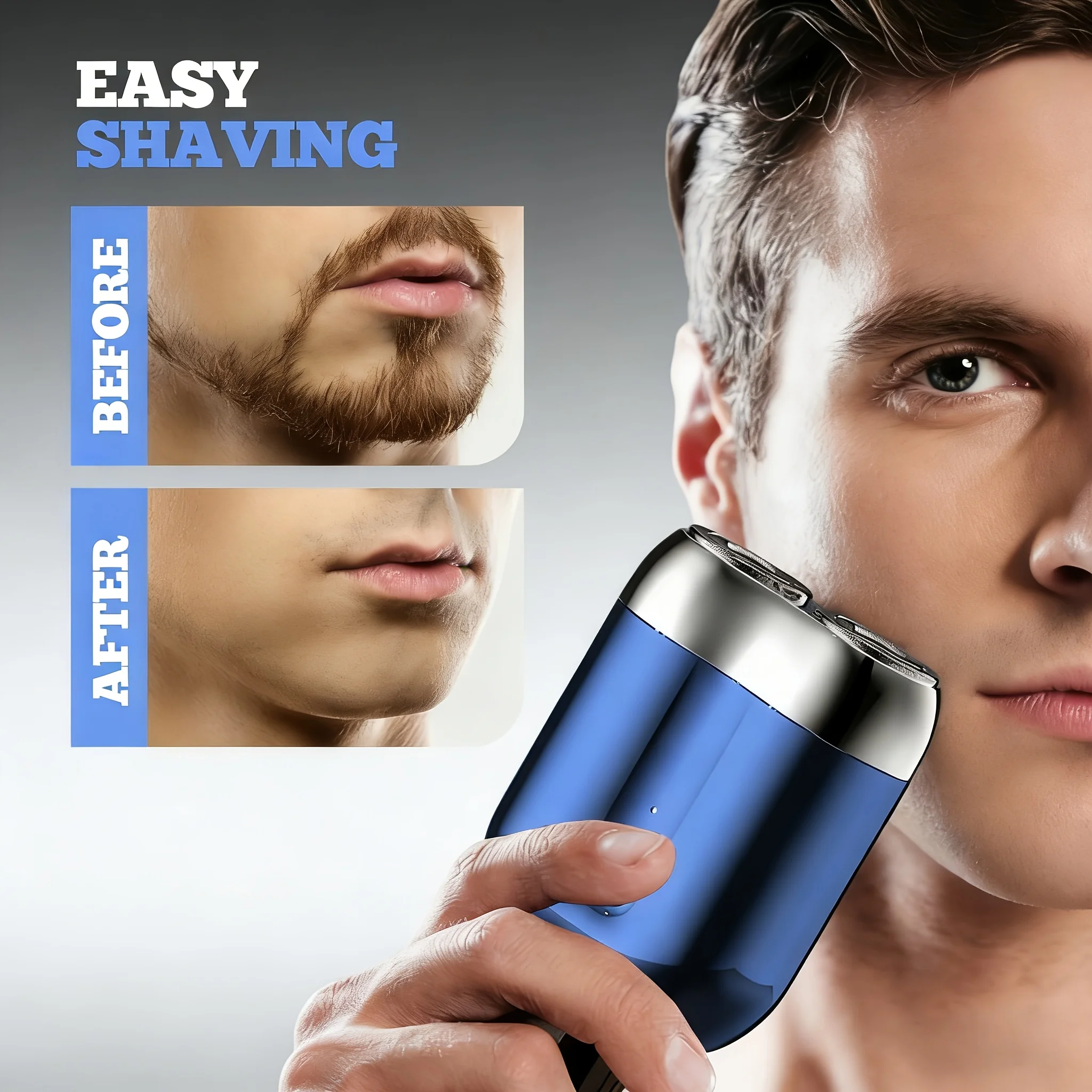 Portable Electric Shaver for Men, USB Rechargeable Dual-Blade Men’s Razor, Compact Cordless Facial Shaver for Beard & Daily Grooming, Lightweight Pocket-Size Shaving Tool for Home, Travel, Car & Everyday Use