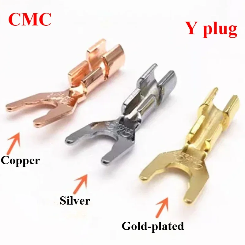 

2Pcs HIFI Brass Gold Plated CMC Speaker Y Spade Fork Wire Connector U Type Banana Plug Speaker Terminal Amplifier Socket