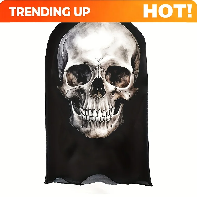 Customization Hole-Eye Skull Mask With Watercolor Gothic Face - Black Edges & Exposed Teeth - Funky Halloween Costume Mask For &