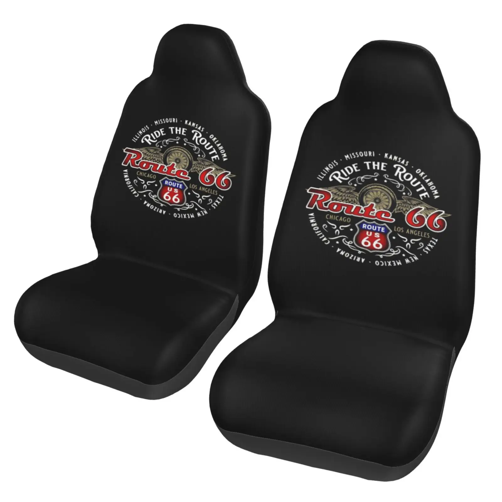 Route 66 Car Seat Cover Seat Cover Anti Fouling and Convenient Protective Cover Unique Style 2PCS Universal Type