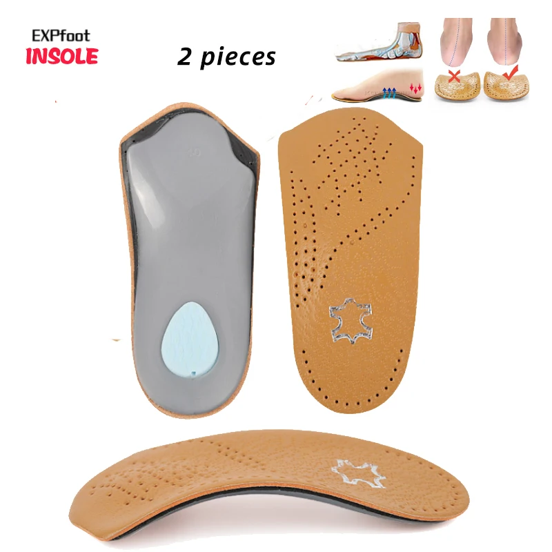 Arch Support Orthopedic Half Insoles Flat Foot Correct Insole Unisex 3/4 Length Feet Care Leather Orthotics Inserts Shoe Pads