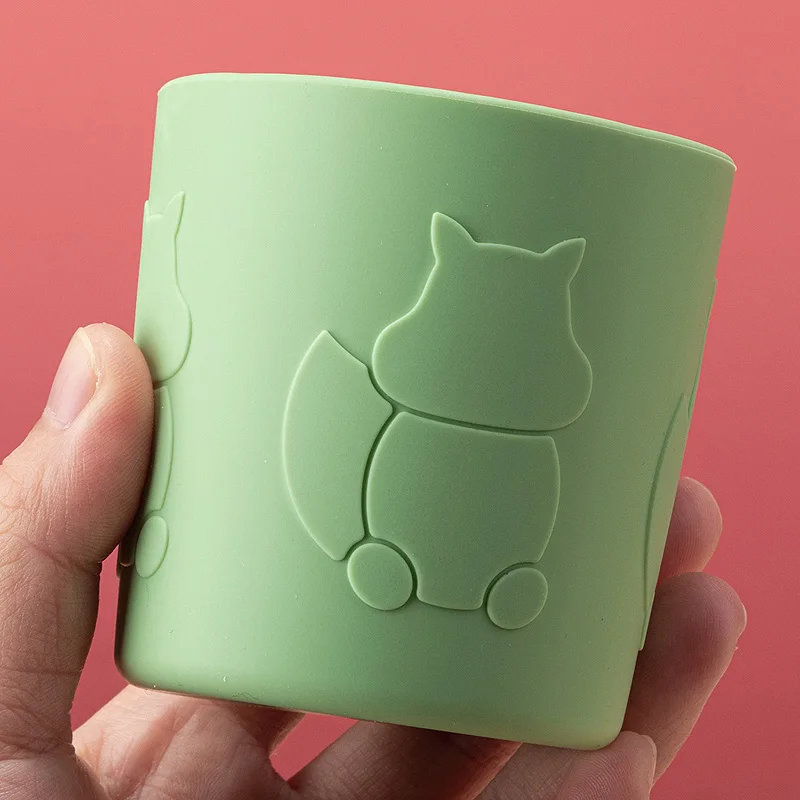 180ml Cartoon Squirrel Baby Silicone Cup Food Grade Portable Training Silicagel Cup BPA Free LeakProof Snack Drinking Water Cups
