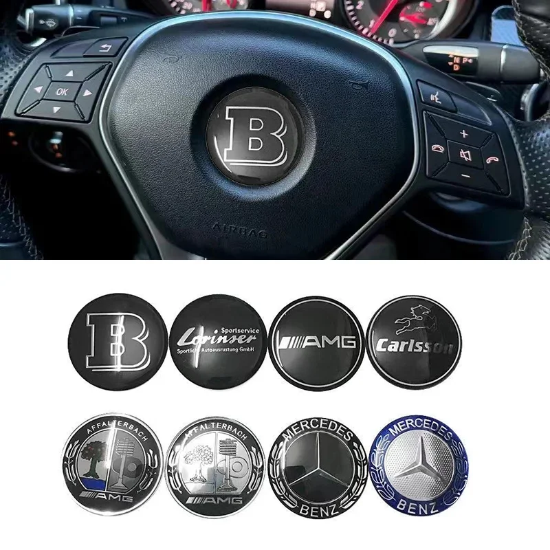 

1PCs Steering Wheel Badge Emblem Decorative Sticker For Mercedes Benz S320 W164 W205 W204 W168 C180 E320 A200 CLA CLK CLS ML