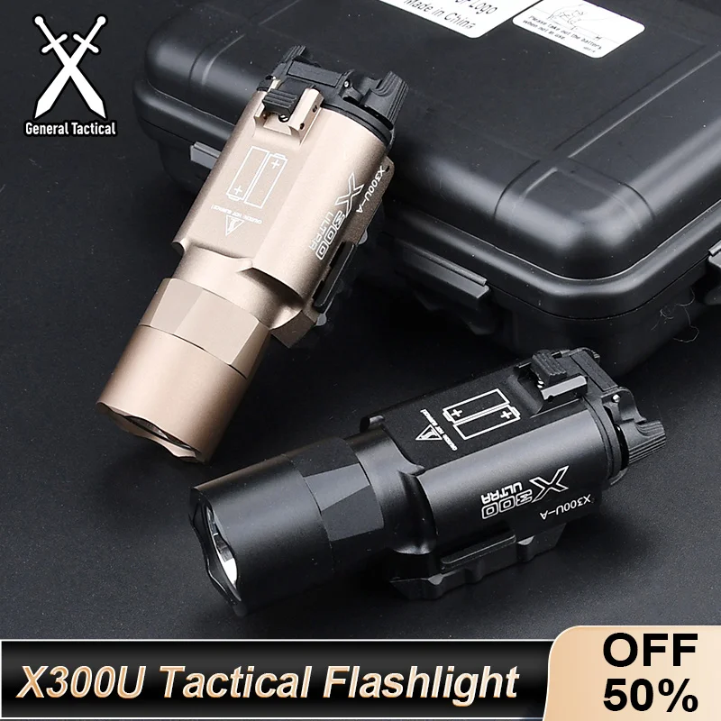 Tactical Surefir X300U Flashlight Fit 20MM Rail X300 With Constant Momentary Switch Airsoft Hunting Weapon Outdooring Light