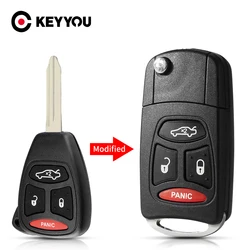 KEYYOU 4 Button Remote Flip Folding Key Shell Case For Chrysler 300 300C Aspen Dodge Magnum Dakota Durango RAM Charger Jeep CY22