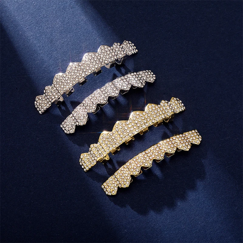 [YU]Bling Cubic Zircon Hip Hop Teeth Grillz For Unisex Top Bottom Mouth Removable Dental Fashion Cosply Teeth Jewelry