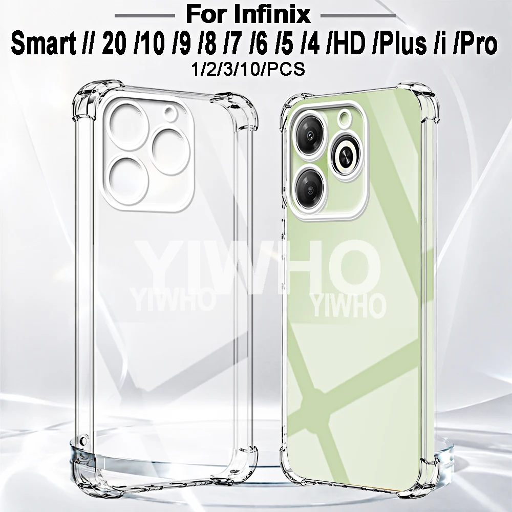 1/2/3/10 Pcs Transparent Phone Case for Infinix Smart 20 10 9 8 7 6 5 4 2 HD Pro Plus I 10HD India Soft Shockproof Back Cover