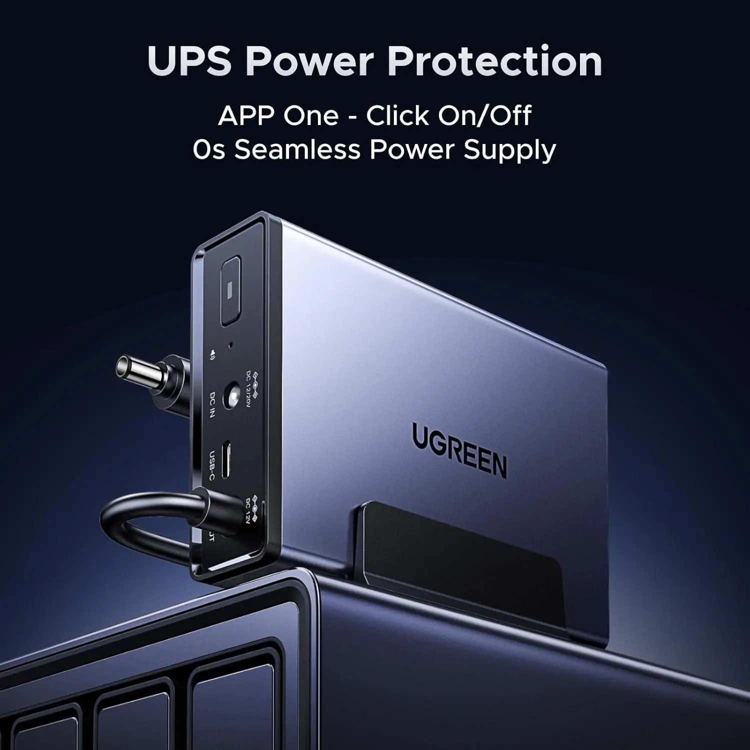 TLF UGREEN NAS UPS 120W DC Baterai Cadangan Pelindung Lonjakan Arus 12000mAh Catu Daya Baterai Tanpa Interupsi Kompatibel untuk DXP4800 P