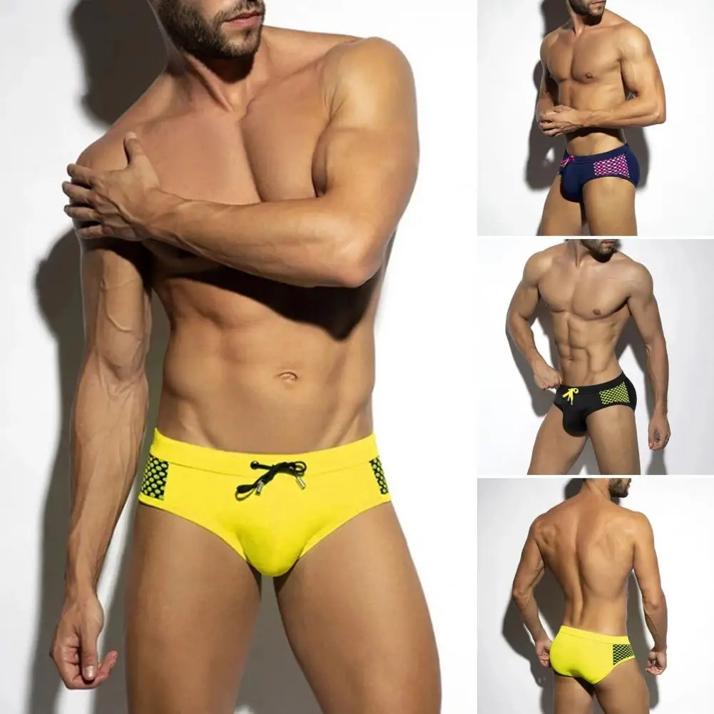 Men Summer Swim Briefs Low-rise Drawstring Sexy Swimming Briefs Dot Stitching Print Swimming Trunks Swimwear 남성 수영 팬티