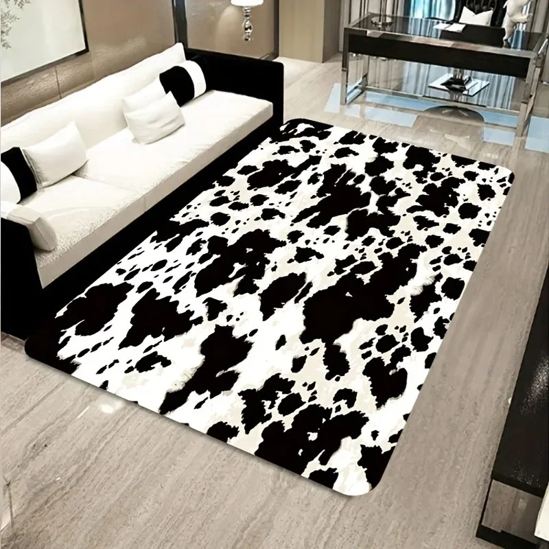 

Cow Pattern Rug Black and White Floor Mat Non-slip Area Rug Machine Washable Carpet for Bathroom Kitchen Outdoor Indoor Decor