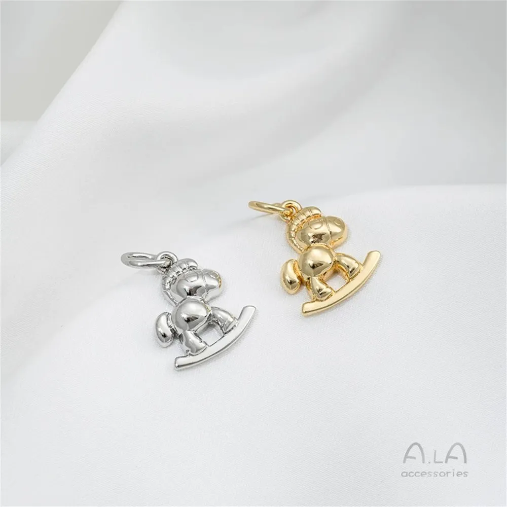 

14K Copper Bag Real Gold Cartoon Cute Wooden Horse Pendant Diy Handmade Bracelet Pendant Handmade Jewelry Material