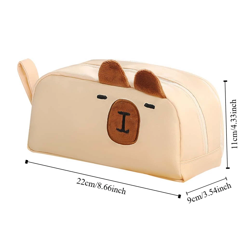 Large Capacity Capybara Pen Case Black Cat Panda Desktop Organizer Panda Pen Holder Stationery Capybara Cartoon Pencil Box