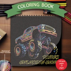 Coloring Book - 7.87 x 7.87 inches 32 pages Truck Coloring Book - Ideal gift for family or friends