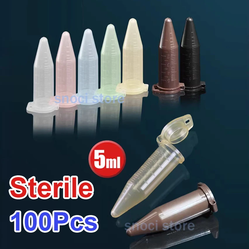 5ml Centrifuge Tubes 5ml Conical Tubes Sterile Polypropylene Plastic Container Non-pyrogenic, DNase/RNase Free, Human DNA-Free