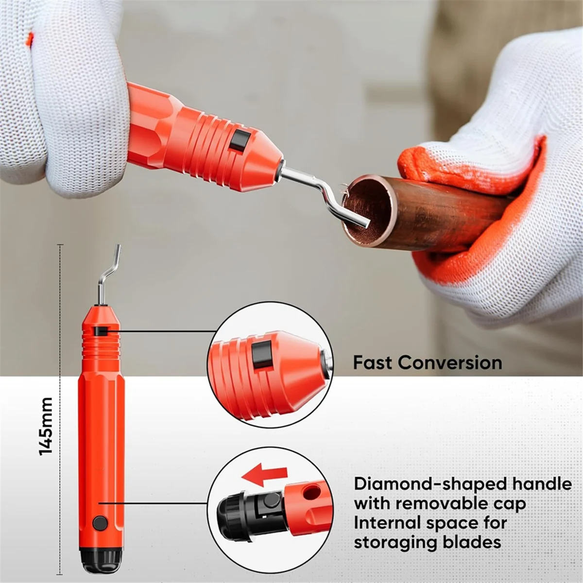 A002 4-Piece Tubing Cutter Set,1/4in to 2in OD Heavy Duty Copper Pipe Cutter,1/8in to 7/8in Mini Tube Cutter,Deburring Tool
