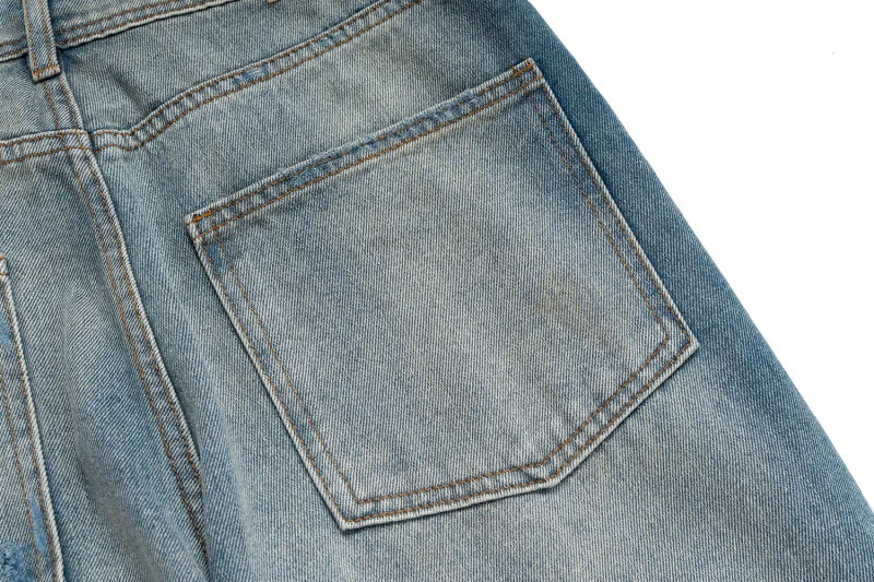 جينز جينز أمريكي أوروبي عصري من الاتحاد الأوروبي/الولايات المتحدة عالي الشارع قابل للغسل والمتعثرة من قماش الدنيم للرجال