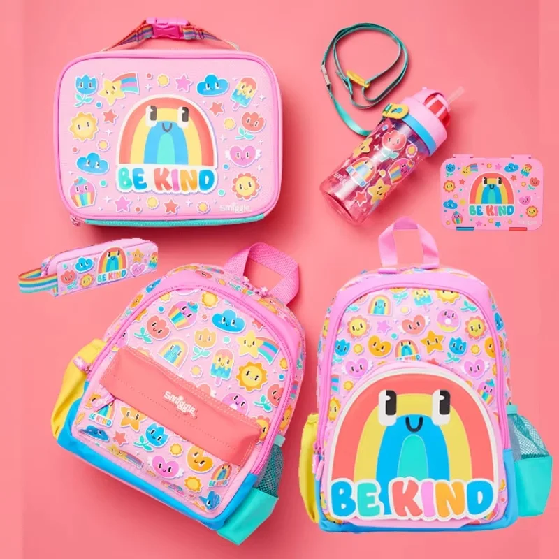 

Original Smilgle Schoolbag Kindergarten Mini Backpack Pencil Case Pink Cartoon Cute Crossbody Straw Water Cup Girl Gifts