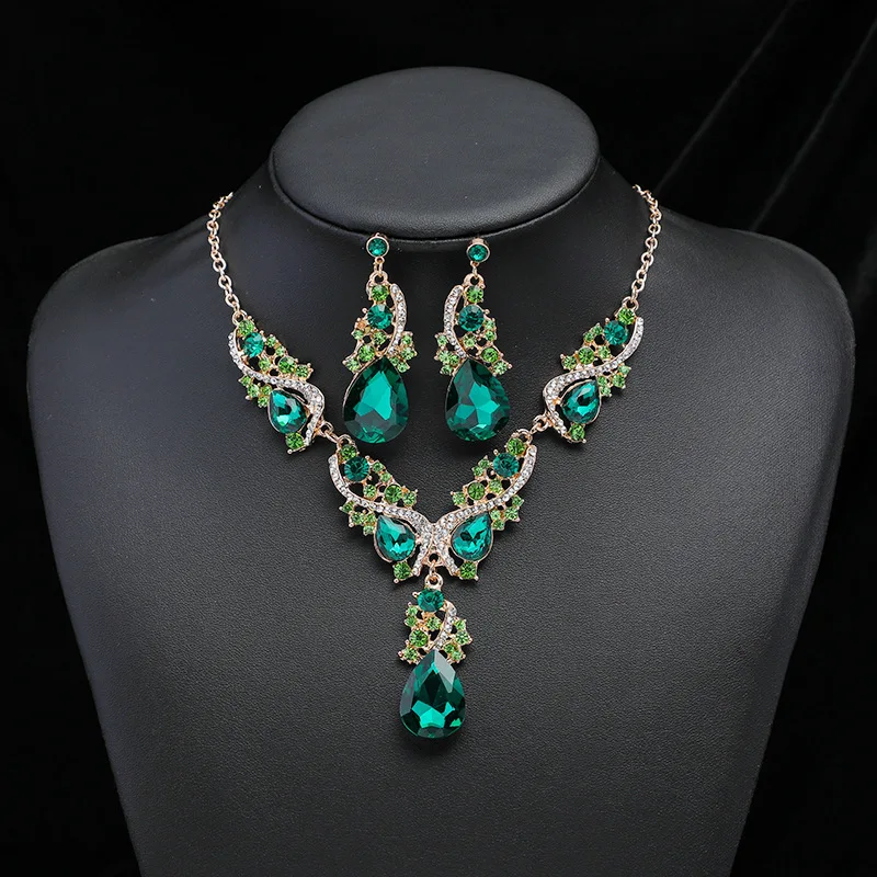 jewelry earring  wedding necklace set  diamond  earring necklace  set collar ladies chain diamond earring  accessories