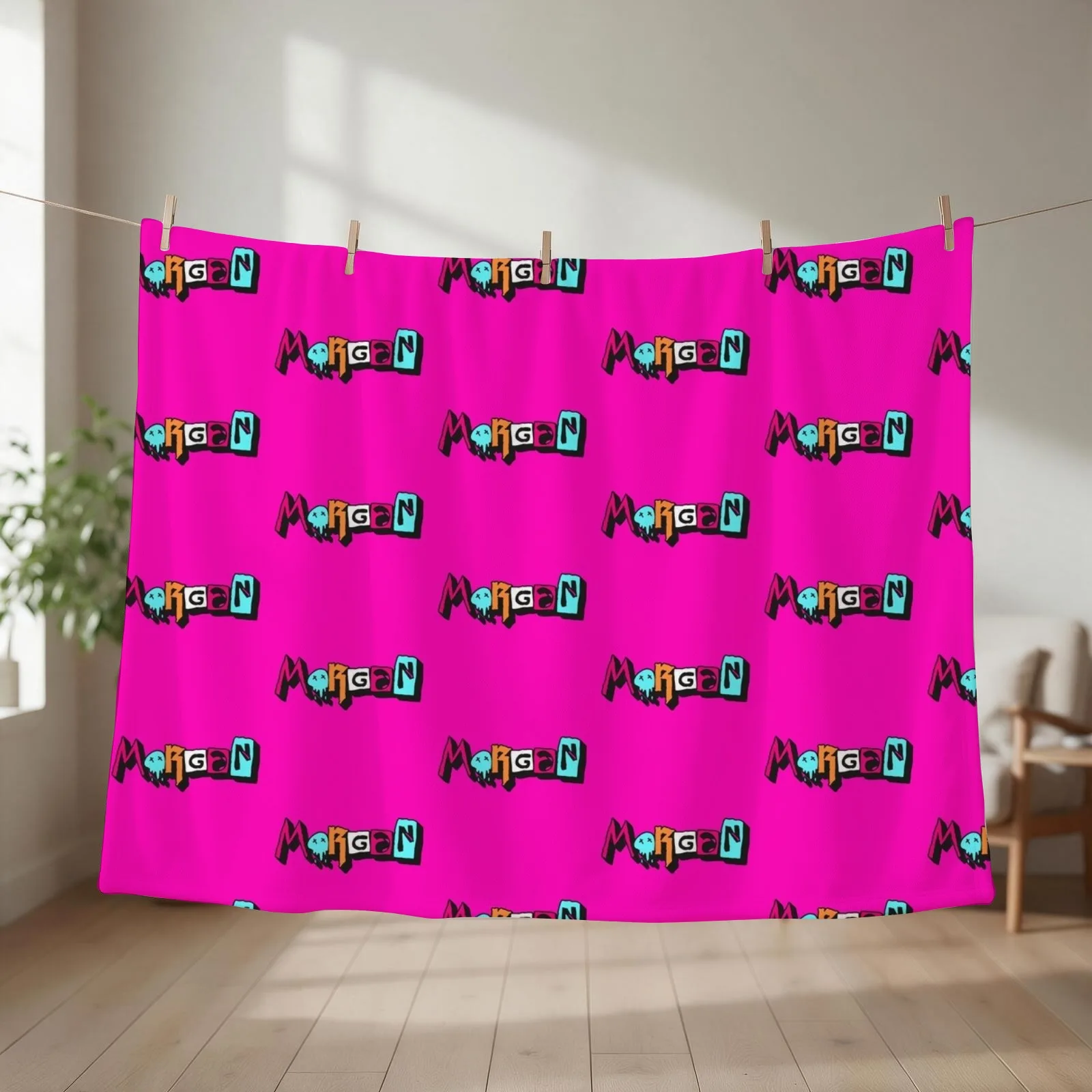 MORGAN Custom Text Birthday Name Throw Blanket couch cozy soft plush fuzzy picnic outdoor blanket