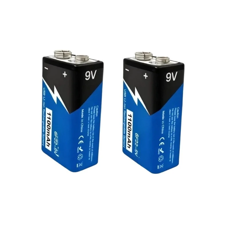 4PCS 1100mAh For Multimeters Microphones Toys Remote Controls Rechargeable 9V Lithium Battery Type-C Charging