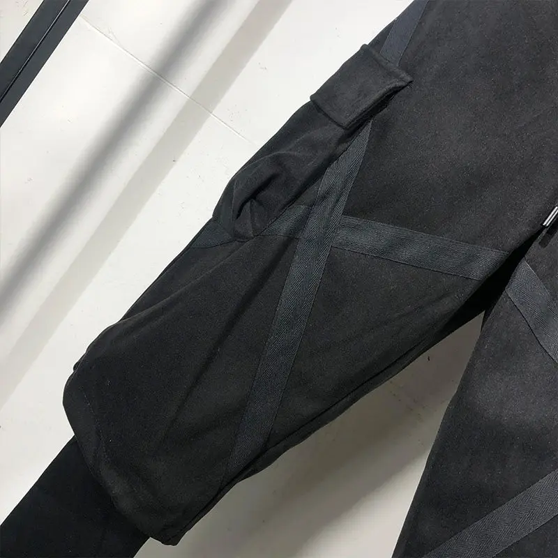 Avant-Garde Dark Fashionable Man Simple Loose False Two Pieces Cargo Jogger Pants Harajuku Style Fashion Casual