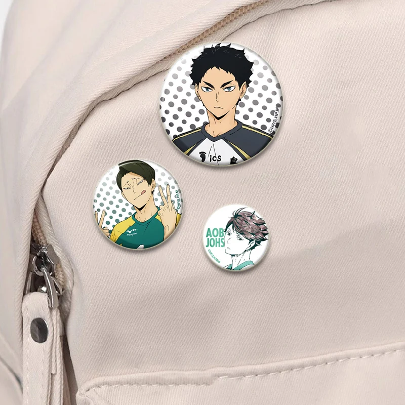 Anime Haikyuu!! Badges on Backpack Accessories Kenma Kozume Round Handmade Pins Cartoon Brooches for Clothes Bag Decor Gifts