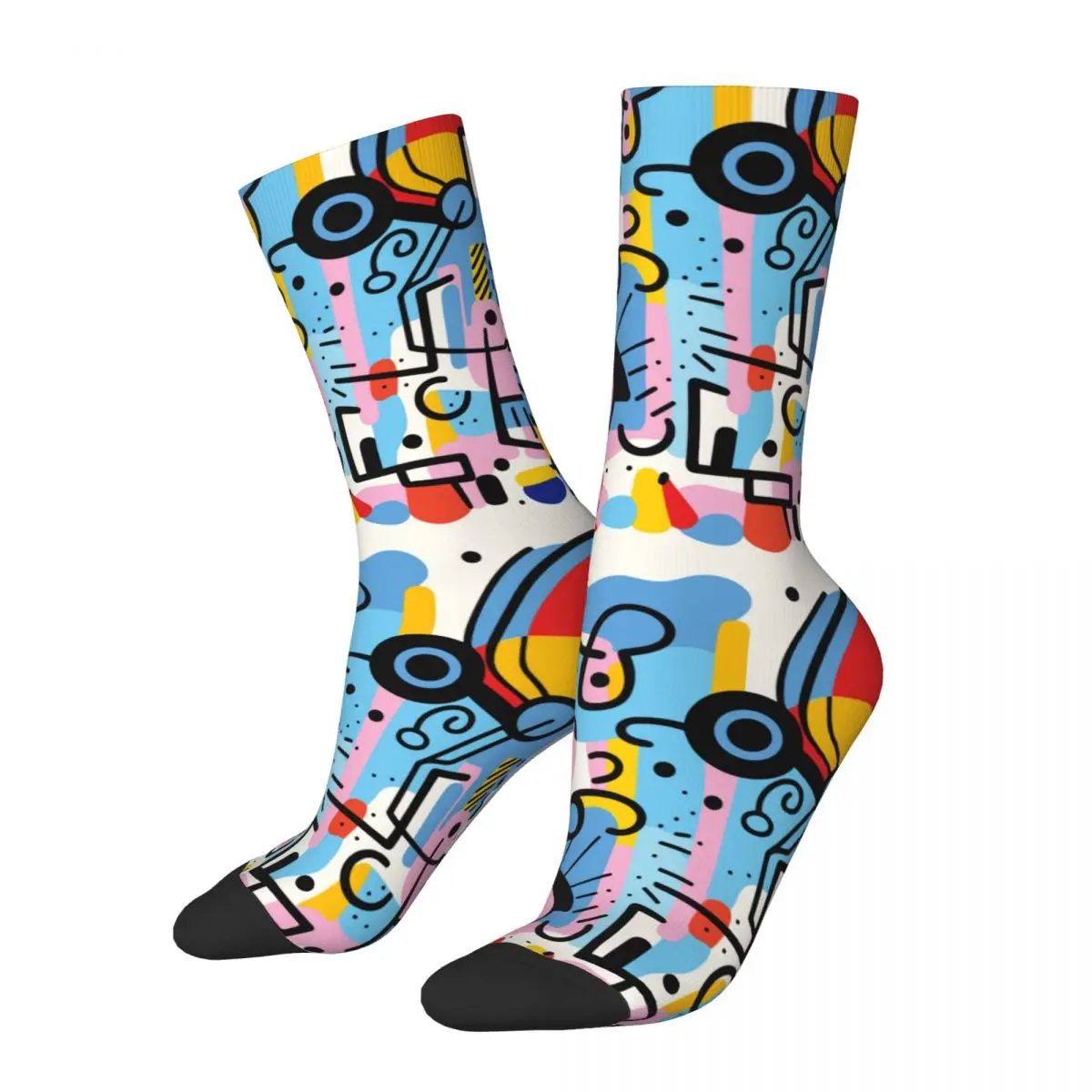 Hip Hop Retro Colorful Geometric Shapes Crazy Men's Socks Unisex Street Style Seamless Printed Novelty Crew Sock Boys Gift