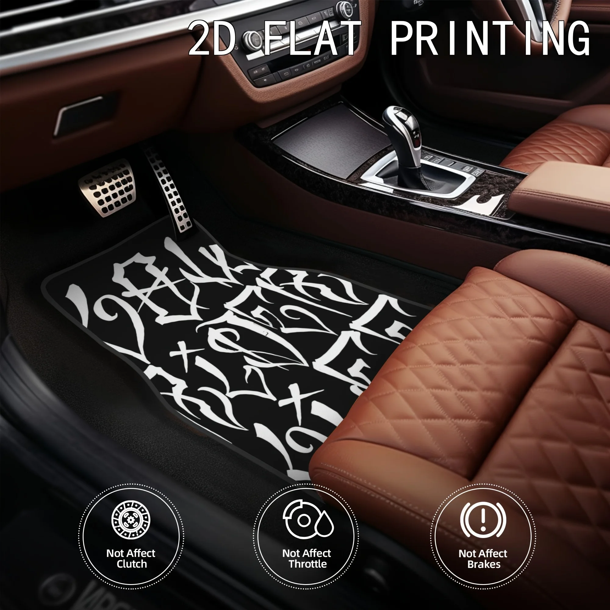Crystal Velvet 4pcs Low-Profile Car Floor Mats With White Letters, Suitable For Various Vehicles, Make A Perfect Gift, Car Inter