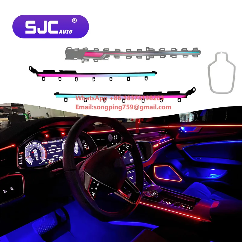 

Комплект динамической симфонии подсветки салона SJC (обновленная версия) для Audi A6, 64 цвета, с LED-подсветкой для динамиков, версия с короткой осью