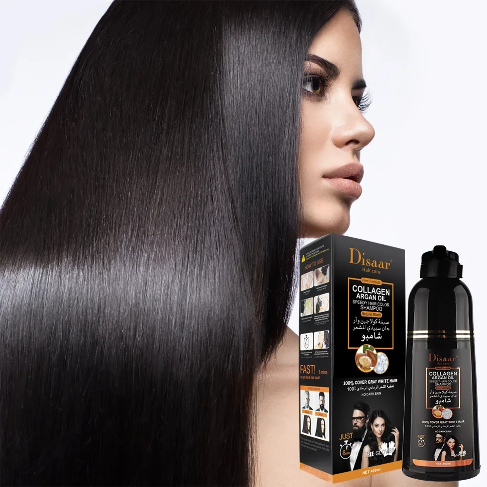 Hot DISAAR Cover Grey Hair Morocco Argan Oil Care Fast Magic Black Hair Shampoo Dye Repair Damaged Improve Split Hair Rough