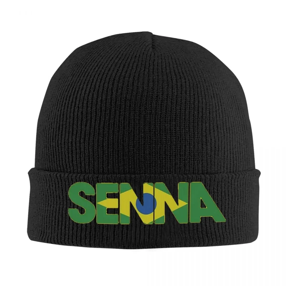 Senna With Brazilian Flag Knitted Hat for Women Men Skullies Beanies Autumn Winter Hats Ayrton Brazil Warm Melon Cap