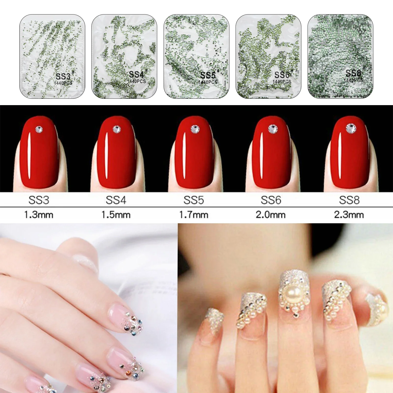 Gemme à paillettes vertes pour manucure, S3/S4/S5/Dock/S8, verre plat astronomique, diamant Nail Art, biscuits, cristal, non correctif, ornement, décor de téléphone